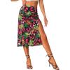 imageAllegra K Womens Hawaiian Skirts Summer Beach Ruched Split Thigh Tropical SkirtBlack
