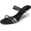 imageAllegra K Womens Low Wedges Clear Heel SandalsBlack