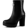 imageAllegra K Womens Platform Front Zip Chunky Heel Ankle BootsBlack