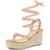 imageAllegra K Womens Platform Strappy Slingback Flip Flops Wedge SandalsNude