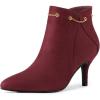 imageAllegra K Womens Pointed Toe Side Zip Stiletto Heel Ankle BootiesBurgundy