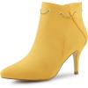 imageAllegra K Womens Pointed Toe Side Zip Stiletto Heel Ankle BootiesYellow