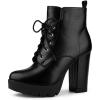 imageAllegra K Womens Round Toe Chunky Heel Lace Up Platform BootsBlack