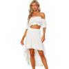 imageAllegra K Womens Two Piece Outfits Off Shoulder Crop Top and High Low Skirt SetWhite
