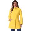 imageAllegra K Womens Winter Overcoat MidLong Stand Collar Single Breasted Coat OuterwearYellow