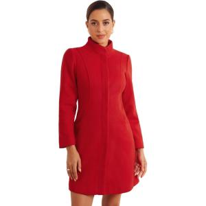imageAllegra K Stand Collar Coats for Womens Elegant Slim Fit Hidden Placket Casual OvercoatRed