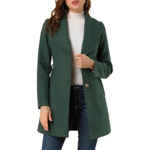 imageAllegra K Womens 2024 Winter Coat Shawl Collar Belted Single Breasted OvercoatsGreen