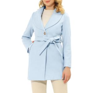 imageAllegra K Womens 2024 Winter Coat Shawl Collar Belted Single Breasted OvercoatsLight Blue