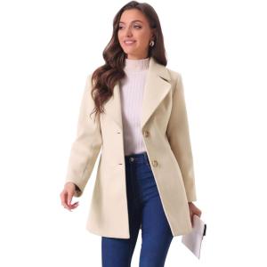 imageAllegra K Womens Elegant Overcoat Notched Shawl Collar Single Breasted Outerwear Winter Long CoatBeige