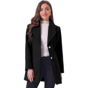 imageAllegra K Womens Elegant Overcoat Notched Shawl Collar Single Breasted Outerwear Winter Long CoatBlack