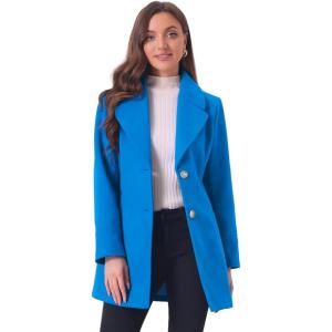 imageAllegra K Womens Elegant Overcoat Notched Shawl Collar Single Breasted Outerwear Winter Long CoatBright Blue