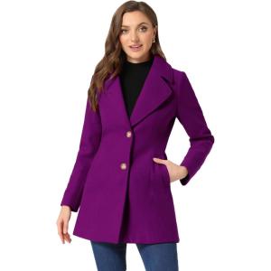imageAllegra K Womens Elegant Overcoat Notched Shawl Collar Single Breasted Outerwear Winter Long CoatDark Purple