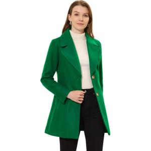 imageAllegra K Womens Elegant Overcoat Notched Shawl Collar Single Breasted Outerwear Winter Long CoatDeep Green