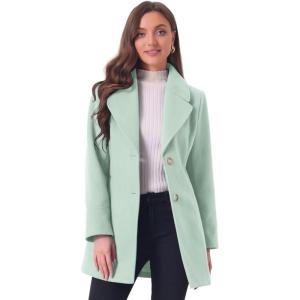 imageAllegra K Womens Elegant Overcoat Notched Shawl Collar Single Breasted Outerwear Winter Long CoatGreen