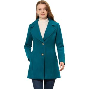 imageAllegra K Womens Elegant Overcoat Notched Shawl Collar Single Breasted Outerwear Winter Long CoatLake Blue