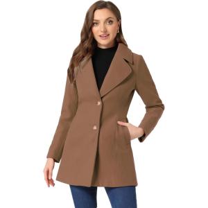 imageAllegra K Womens Elegant Overcoat Notched Shawl Collar Single Breasted Outerwear Winter Long CoatMid Brown