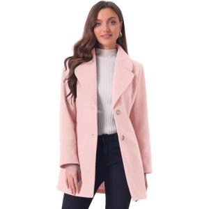 imageAllegra K Womens Elegant Overcoat Notched Shawl Collar Single Breasted Outerwear Winter Long CoatPink
