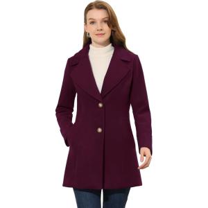 imageAllegra K Womens Elegant Overcoat Notched Shawl Collar Single Breasted Outerwear Winter Long CoatPurplish Red
