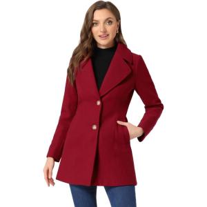 imageAllegra K Womens Elegant Overcoat Notched Shawl Collar Single Breasted Outerwear Winter Long CoatRed