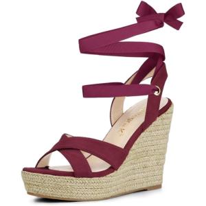 imageAllegra K Womens Espadrille Platform Lace Up Wedges SandalsBurgundy