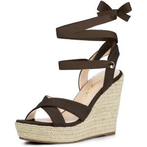 imageAllegra K Womens Espadrille Platform Lace Up Wedges SandalsCoffee