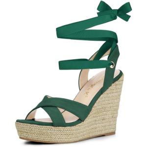 imageAllegra K Womens Espadrille Platform Lace Up Wedges SandalsEmerald Green