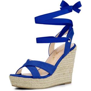 imageAllegra K Womens Espadrille Platform Lace Up Wedges SandalsRoyal Blue