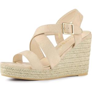 imageAllegra K Womens Espadrilles Platform Slingback Wedges SandalsBeige