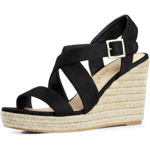 imageAllegra K Womens Espadrilles Platform Slingback Wedges SandalsBlack