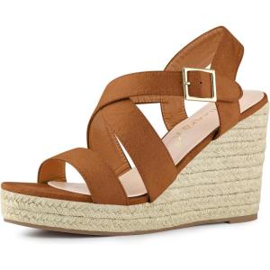 imageAllegra K Womens Espadrilles Platform Slingback Wedges SandalsBrown