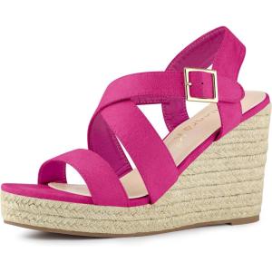 imageAllegra K Womens Espadrilles Platform Slingback Wedges SandalsHot Pink