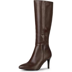 imageAllegra K Womens High Heels Pointed Toe Stiletto Heel Knee High BootsBrown