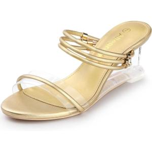 imageAllegra K Womens Low Wedges Clear Heel SandalsGold