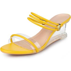 imageAllegra K Womens Low Wedges Clear Heel SandalsYellow