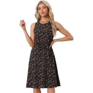 imageAllegra K Womens Midi Floral Dresses Summer Casual Wedding Guest Sleeveless DressBlack