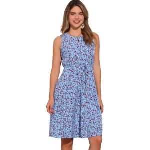 imageAllegra K Womens Midi Floral Dresses Summer Casual Wedding Guest Sleeveless DressBlue Red