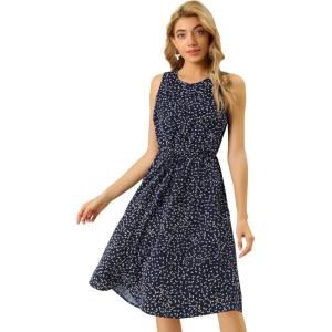 imageAllegra K Womens Midi Floral Dresses Summer Casual Wedding Guest Sleeveless DressDark Blue