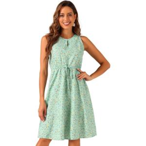 imageAllegra K Womens Midi Floral Dresses Summer Casual Wedding Guest Sleeveless DressLight Green