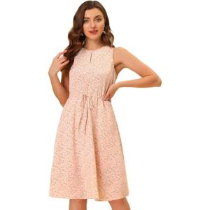 imageAllegra K Womens Midi Floral Dresses Summer Casual Wedding Guest Sleeveless DressLight Pink