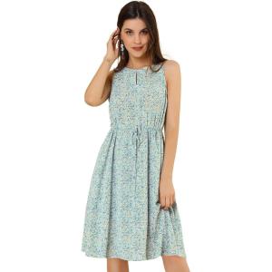 imageAllegra K Womens Midi Floral Dresses Summer Casual Wedding Guest Sleeveless DressLight Purple