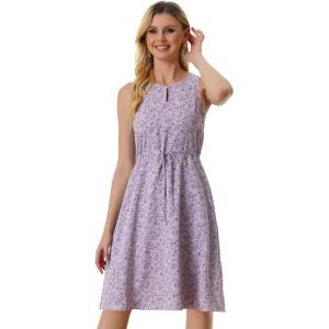 imageAllegra K Womens Midi Floral Dresses Summer Casual Wedding Guest Sleeveless DressPurple