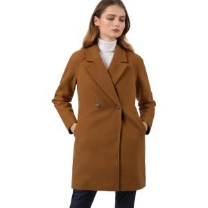 imageAllegra K Womens Notched Lapel Double Breasted Raglan Winter CoatsBrown