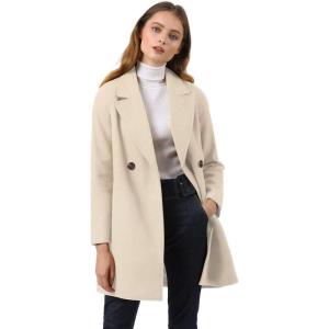 imageAllegra K Womens Notched Lapel Double Breasted Raglan Winter CoatsCream White