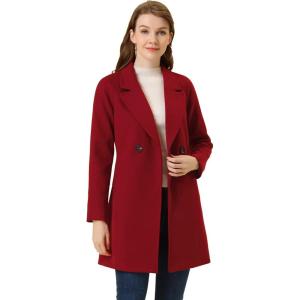 imageAllegra K Womens Notched Lapel Double Breasted Raglan Winter CoatsDark Red
