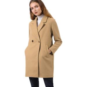 imageAllegra K Womens Notched Lapel Double Breasted Raglan Winter CoatsKhaki