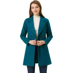 imageAllegra K Womens Notched Lapel Double Breasted Raglan Winter CoatsLake Blue