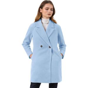 imageAllegra K Womens Notched Lapel Double Breasted Raglan Winter CoatsLight Blue