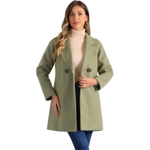 imageAllegra K Womens Notched Lapel Double Breasted Raglan Winter CoatsPea Green