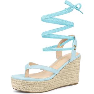 imageAllegra K Womens Platform Strappy Slingback Flip Flops Wedge SandalsLight Blue