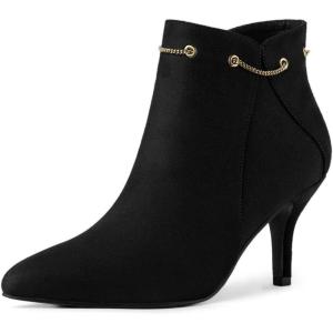 imageAllegra K Womens Pointed Toe Side Zip Stiletto Heel Ankle BootiesBlack